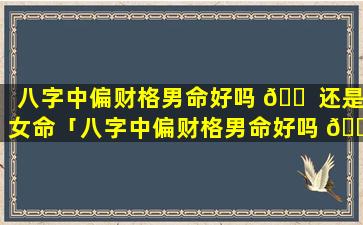 八字中偏财格男命好吗 🐠 还是女命「八字中偏财格男命好吗 🐶 还是女命旺夫」